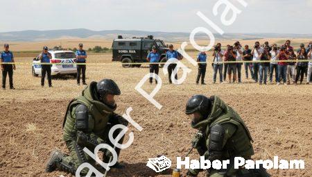 Tire’de tarlada bulunan el bombası uzman ekipçe imha edildi