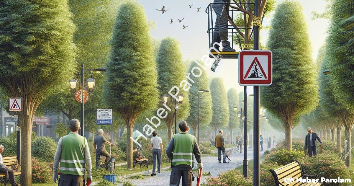 "Afyonkarahisar’da Ağaç Budama Çalışmaları İçin Park Uyarısı" başlıklı haber için fotorealistik, pro