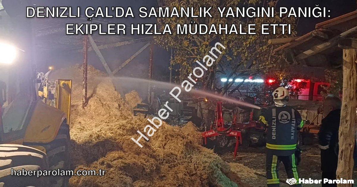 "Denizli Çal'da Samanlık Yangını Paniği: Ekipler Hızla Müdahale Etti" başlıklı haber için fotorealis