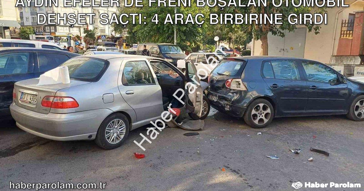 "Aydın Efeler'de Freni Boşalan Otomobil Dehşet Saçtı: 4 Araç Birbirine Girdi" başlıklı haber için fo